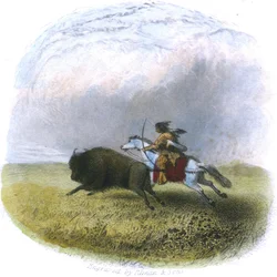 Buffalo Hunt, engraved by Tilman and Sons, 1853